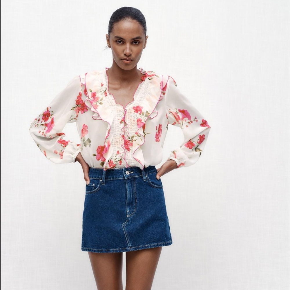 Zara Blue Denim Mini Skirt